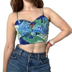 NEVER WORN Tropical ornament blue/green crop top Farm Rio bought in Brazil